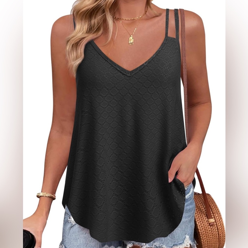 Zeagoo Women’s Chiffon Tank Top V Neck Basic Cami Loose Fit NWT Size US S